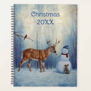 Hirsche und Happy Snowman Winterurlaubslandschaft Planer