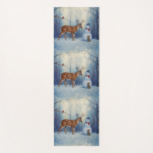 Hirsche und Happy Snowman Winterurlaubslandschaft Yogamatte