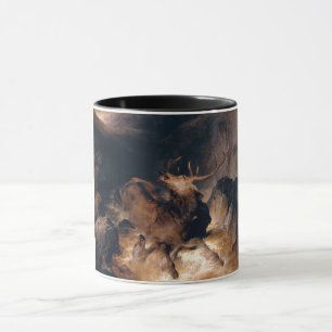 Hirsche und Hunde in einem Bergturm Tasse