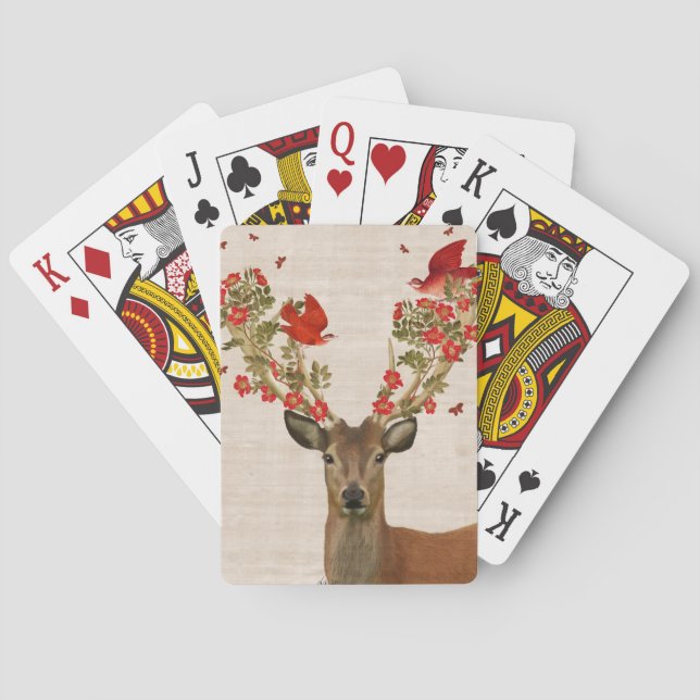 Hirsche und liebende Vögel Spielkarten (Rückseite)