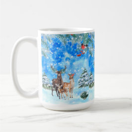 Hirsche und Robin Winter Wonderland Kaffeetasse
