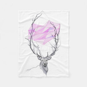 Hirsche und rosa geometrisches Herz zeichnend Tier Fleecedecke