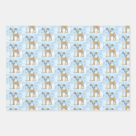 Hirsche und Vögel Weihnachtsgeschenke Geschenkpapier Set