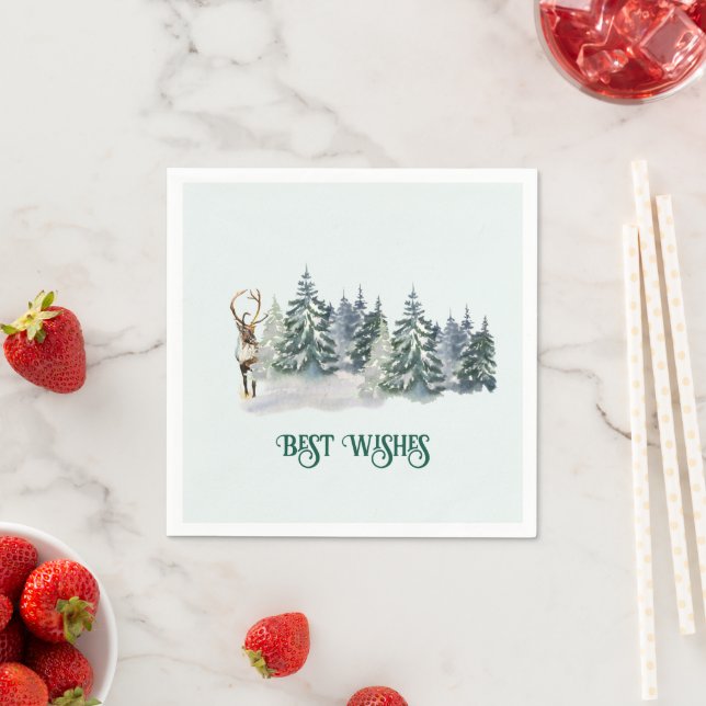 Hirsche und Weihnachtsbaumen Serviette (Beispiel)