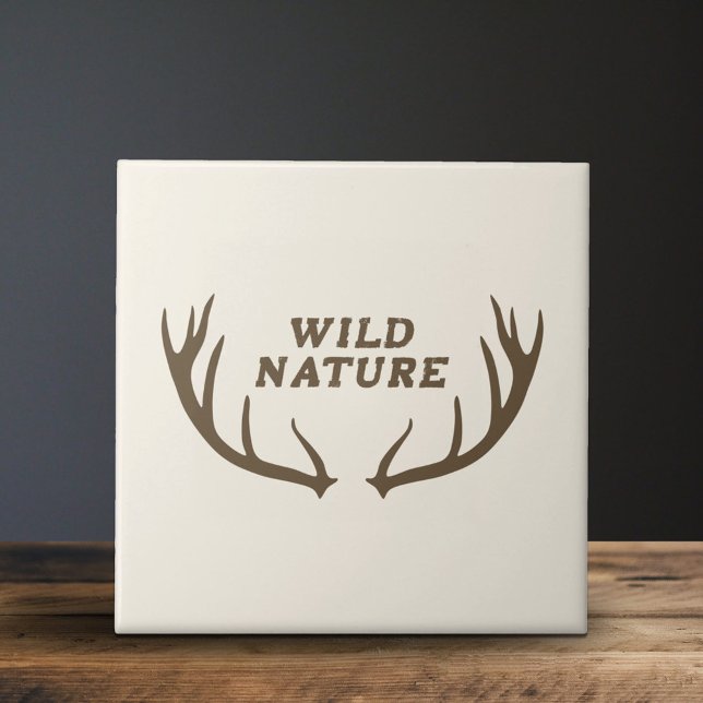 Hirsche und wilde Natur Fliese (Deer Antlers & Wild Nature Ceramic Tile)