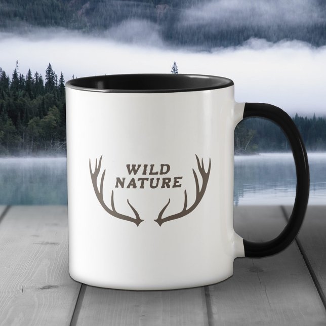 Hirsche und wilde Natur Tasse (Deer Antlers & Wild Nature Mug)
