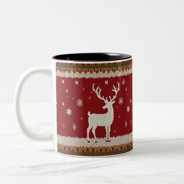 Hirsche und Winter-Tasse Zweifarbige Tasse (Links)