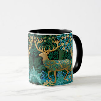 Hirsche & Wald William Morris Stil Malerei Kunst Tasse