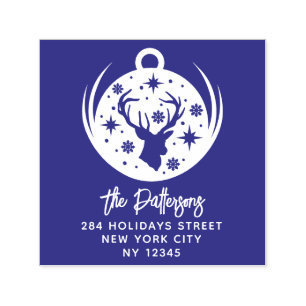 Hirsche Weihnachten Neujahr Name Rücksendeadresse Permastempel