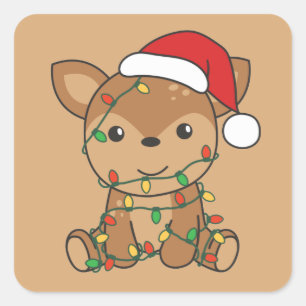 Hirsche Weihnachten Wintertiere Hirschplatz Sticke Quadratischer Aufkleber