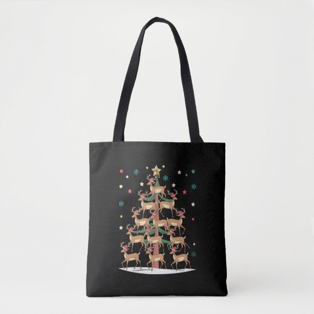 Hirsche Weihnachtsbaum Funny Holiday Niedlich Rent Tasche (Vorderseite)