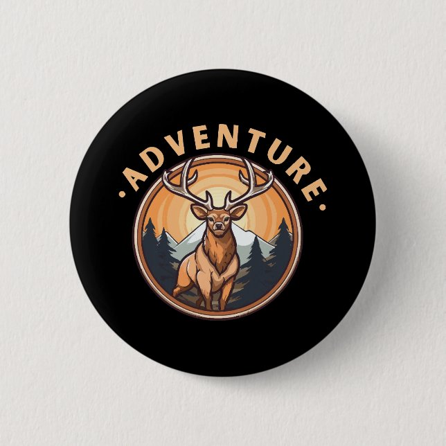 Hirsche - Wildnis - Camping - Abenteuer Button (Vorderseite)
