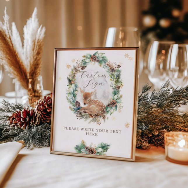 Hirsche Winter Woodland Babydusche Maßgeschneidert Poster (Von Creator hochgeladen)