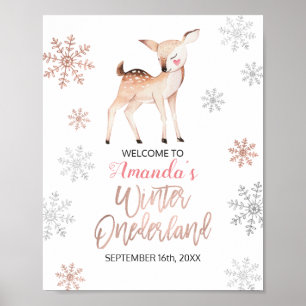 Hirsche Winterschneeflocken ONEderland Geburtstag Poster