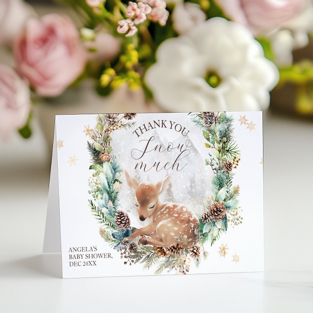 Hirsche Winterwald Kälte Außendusche Dankeskarte (Von Creator hochgeladen)