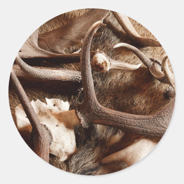 Hirschelche Elch Antler Jagd Geschenkideen Jäger Runder Aufkleber (Vorderseite)