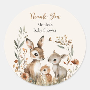 Hirschfamilie Boho Pampas Baby Duschgeschenk Runder Aufkleber