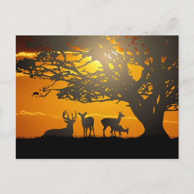 Hirschfamilie Postkarte (Vorderseite)
