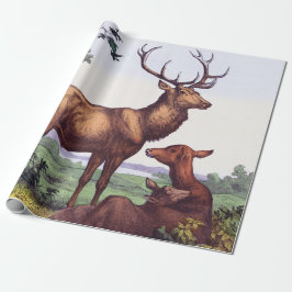 Hirschfamilie Vintag Geburtstag Geschenkpapier