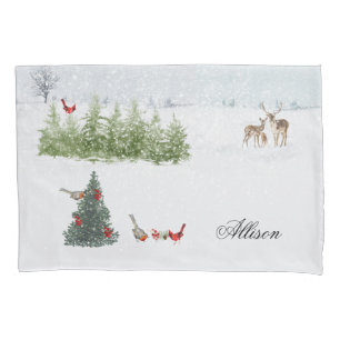 Hirschfamilie - Winterlandschaft Hochzeit Kissenbezug