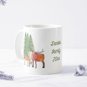 Hirschfamilie zu Weihnachten Personalisiert Kaffeetasse