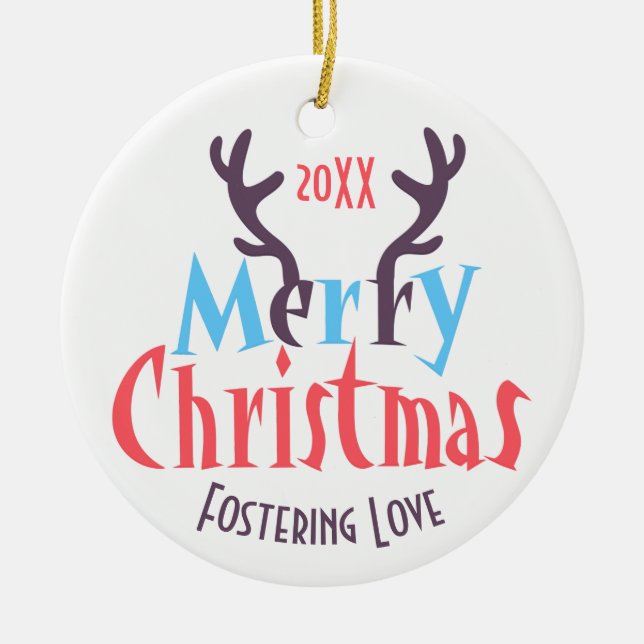 Hirschfäule, die Liebe fördern Frohe Weihnachten g Keramik Ornament (Vorne)