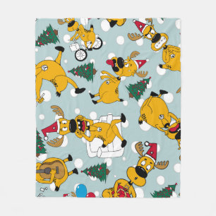 Hirschfest: Weihnachtsmuster Fleecedecke