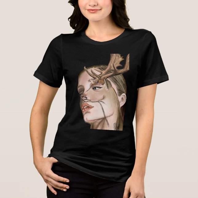 Hirschfrau Tri-Blend Shirt (Vorderseite)