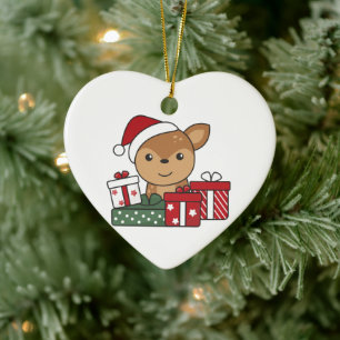 Hirschgeschenk Wintertiere Hirsche Keramik oder Ornament