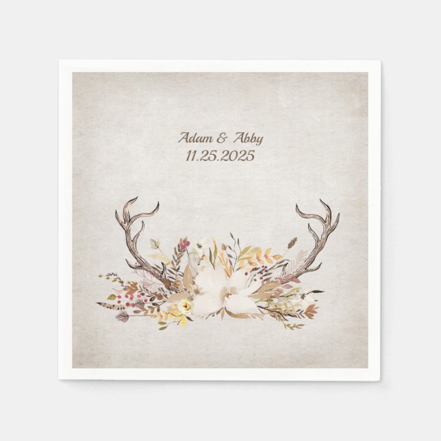 Hirschgewächse mit Blume Serviette (Vorderseite)