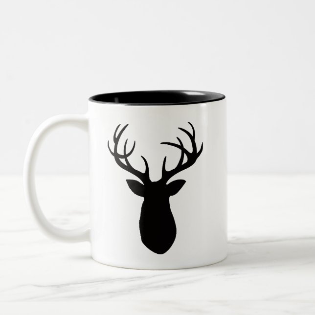 Hirschgewächse Schwarzer Silhouette Berg lebend Zweifarbige Tasse (Links)