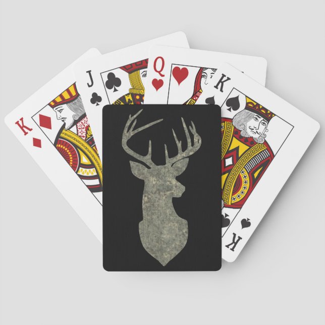 Hirschhaupt-Silhouette Buck Trophy in Camouflage Spielkarten (Rückseite)