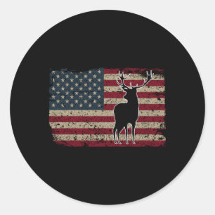 Hirschjagd Amerikanische Flagge Usa Proud Hunter Runder Aufkleber