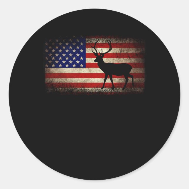 Hirschjagd Amerikanische Flagge USA Proud Hunter Runder Aufkleber (Vorderseite)