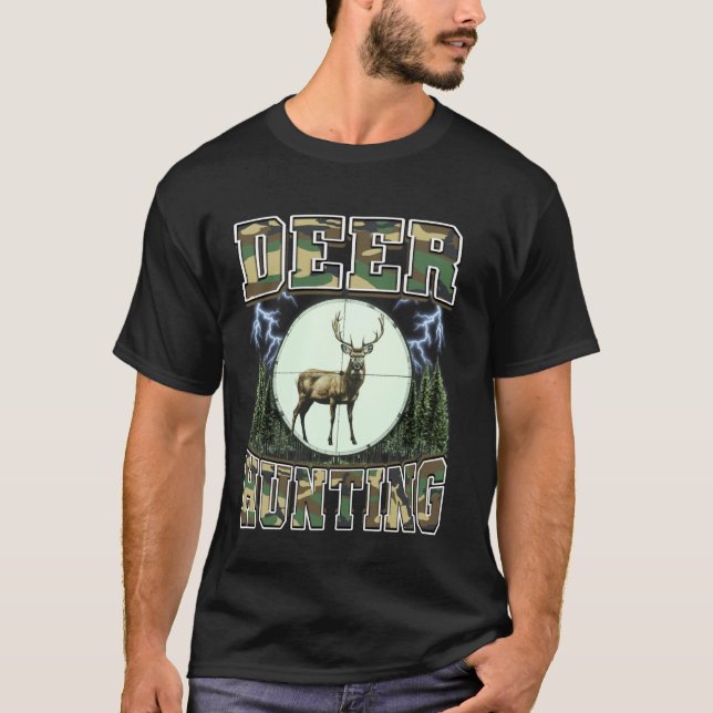 Hirschjagd Hirschjäger Buck Camouflage 90er Bootl T-Shirt (Vorderseite)