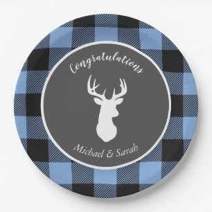 Hirschjagd Hütte Kinderdusche Antler Boy Blue Pappteller