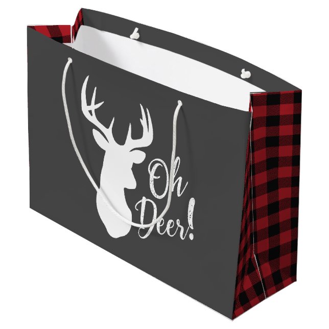 Hirschjagd-Lodge Kinderdusche Antler Große Geschenktüte (Rückseite Schrägansicht)