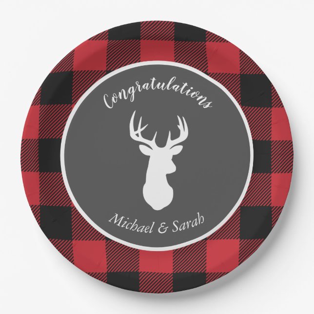 Hirschjagd-Lodge Kinderdusche Antler Pappteller (Vorderseite)