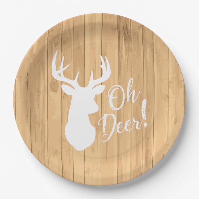 Hirschjagd-Lodge Kinderdusche Antler Pappteller (Vorderseite)