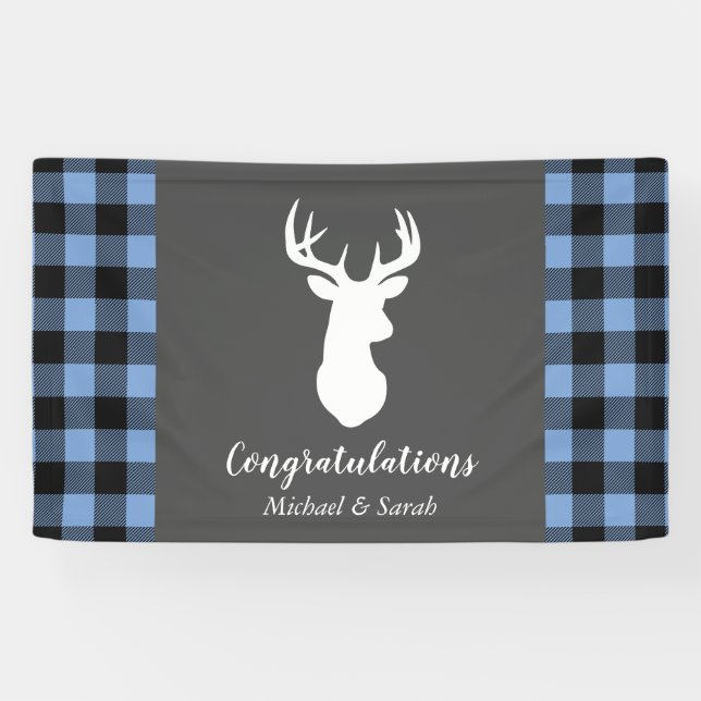 Hirschjagd Lodge Kinderdusche Antlers Boy Blue Banner (Horizontal)