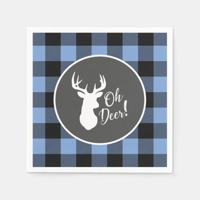 Hirschjagd Lodge Kinderdusche Antlers Boy Blue Serviette (Vorderseite)