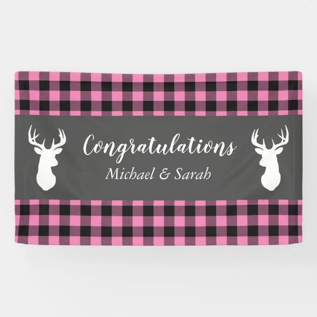 Hirschjagd Lodge Kinderdusche Antlers Girl Pink Banner (Horizontal)