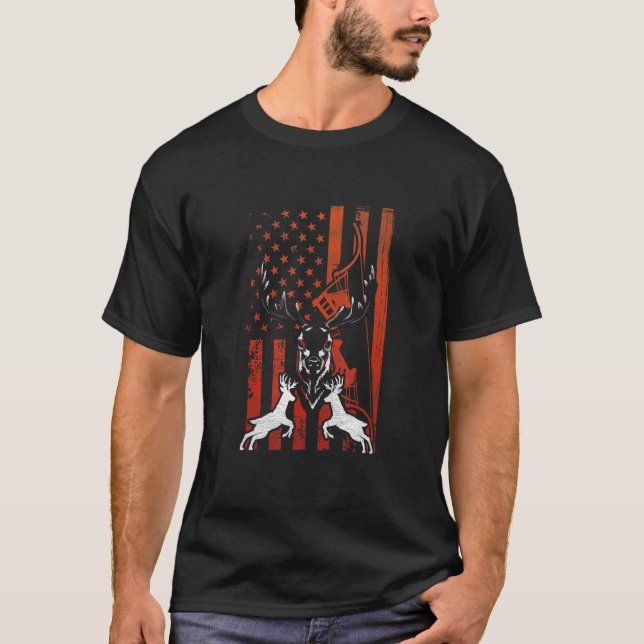 Hirschjagd Patriotic Us Elk Bow Hunter Usa Ameri T-Shirt (Vorderseite)