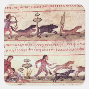 Hirschjagd Quadratischer Aufkleber