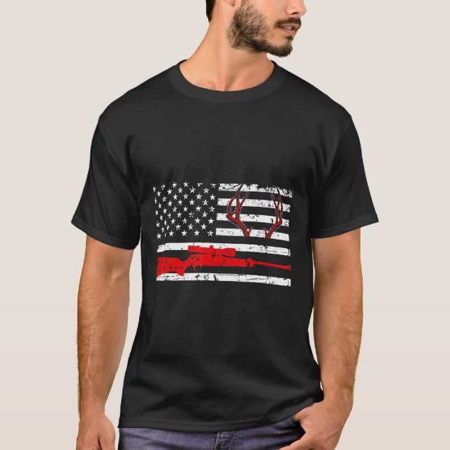Hirschjagd spendet amerikanische Fahne US-Flaggenb T-Shirt (Vorderseite)