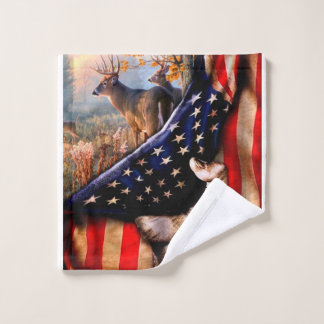 Hirschjagd USA Flaggenblanket Waschlappen