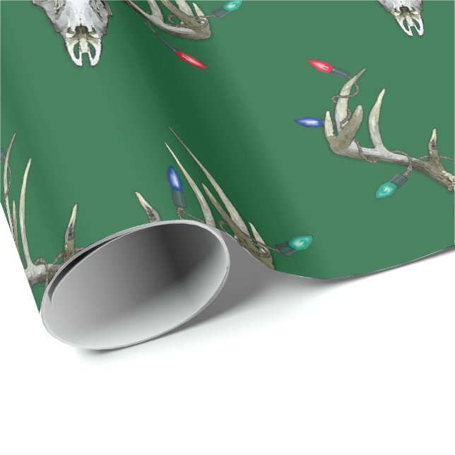 Hirschjagd Weihnachtsleuchten in Antlers Wrapping Geschenkpapier (Rolleneckpunkt)