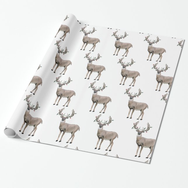 Hirschjagd Weihnachtsmänner Wrapping Paper Geschenkpapier (Ungerollt)