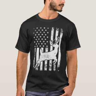 Hirschjagd Whitetail Hunter Amerikanische Flagge D T-Shirt