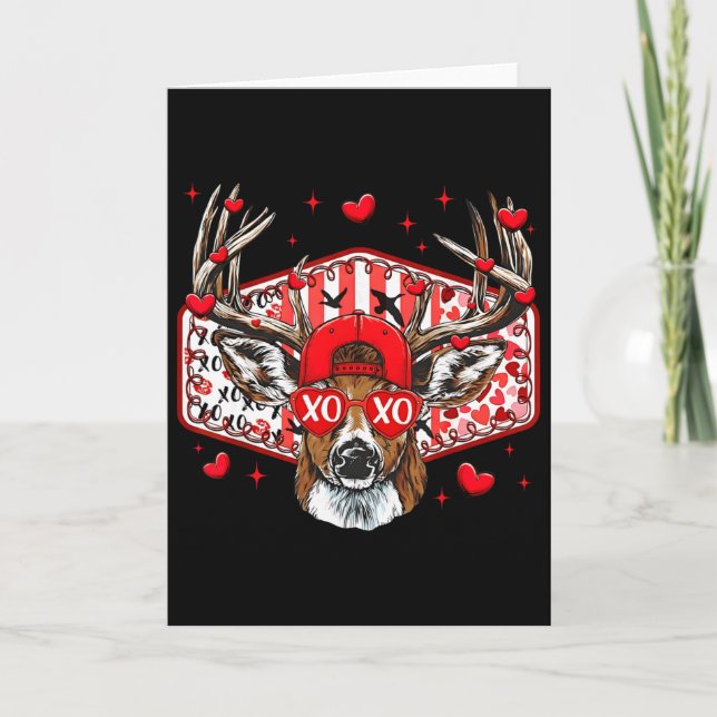 Hirschjagd Xoxo Valentins Hirsch Jungen Mütze Männ Karte (Vorderseite)